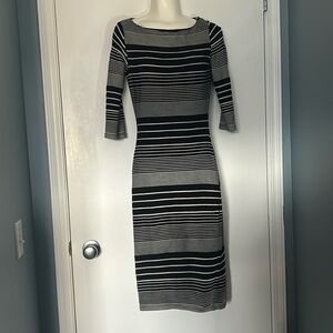 Daniel Hechter Mid-length Striped Quarter Sleeve Body Con Dress